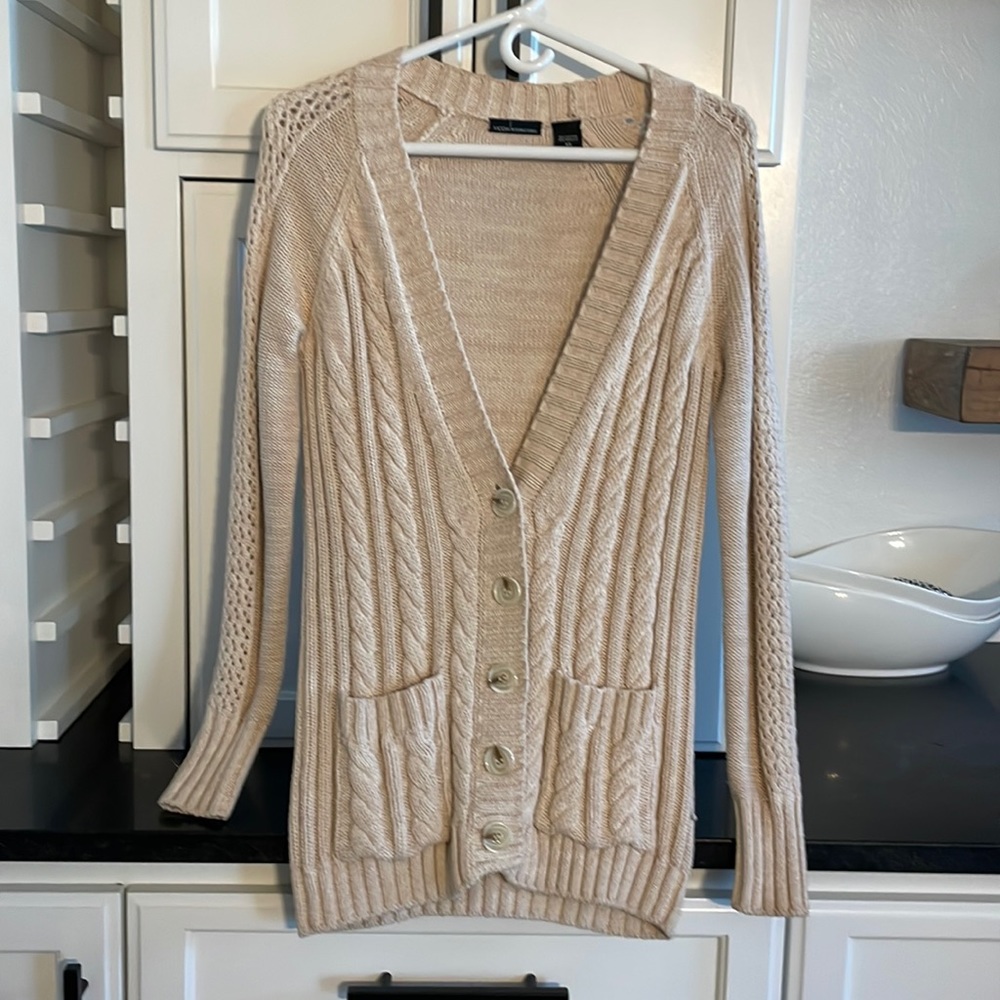 Moda International crocheted cardigan. XS